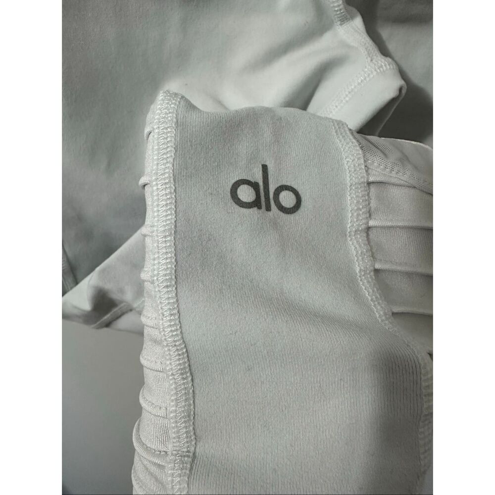 ALO YOGA Women's Sz xxS White Moto Panel Stretch Full Length Leggings. A825 - Picture 4 of 7